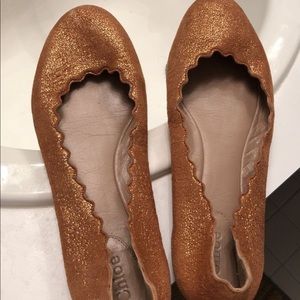 Lauren Scalloped Leather Ballerina Flat